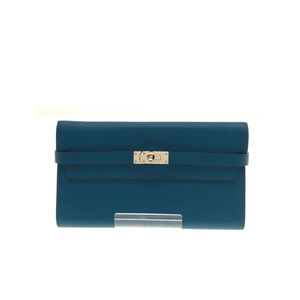 Hermes Leather Long Wallet Blue